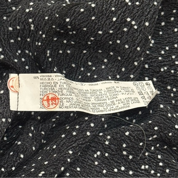 Zara Black and White Polka Dot Deep V-Neck Midi Dress Size XL - Picture 9 of 11